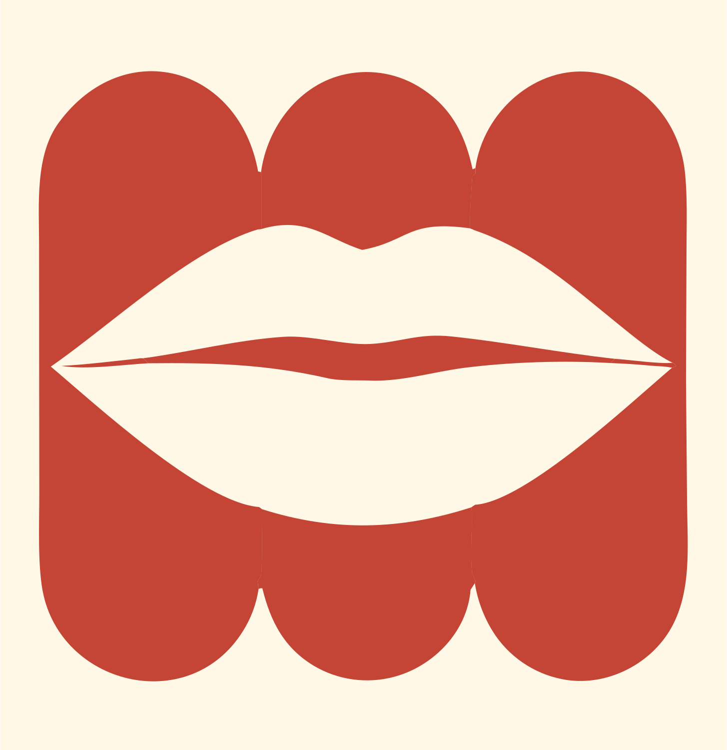 Lips Rounded Square Logo #fff8e7/#c44536
