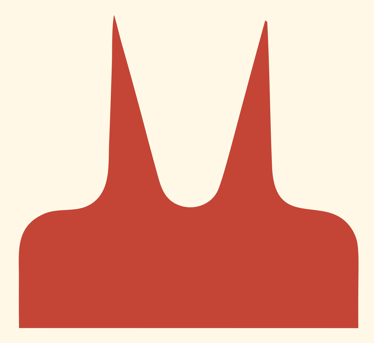 Twin Spike Foot Logo #fff8e7/#c44536