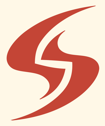 Swirling S Blade Logo #fff8e7/#c44536