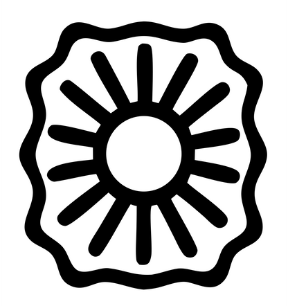 Sun Rays Saw Badge Logo #ffffff/#000000