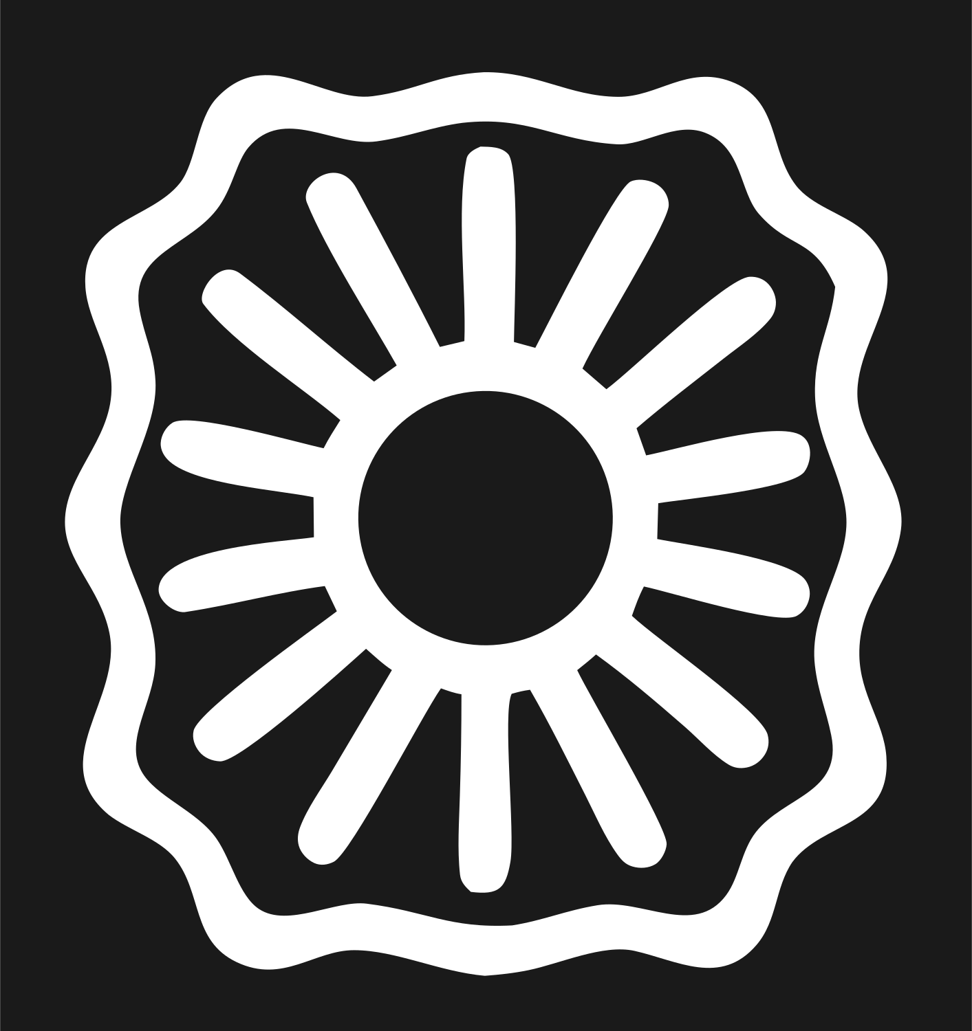 Sun Rays Saw Badge Logo #1a1a1a/#ffffff
