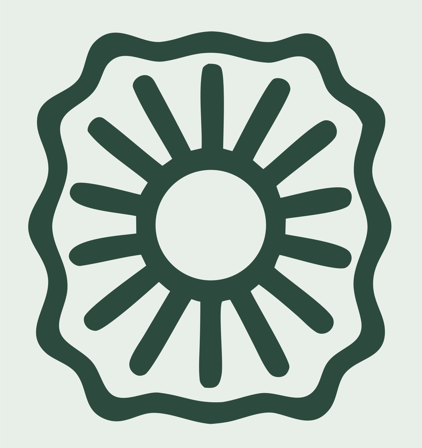 Sun Rays Saw Badge Logo #e8efe9/#2d4a3e