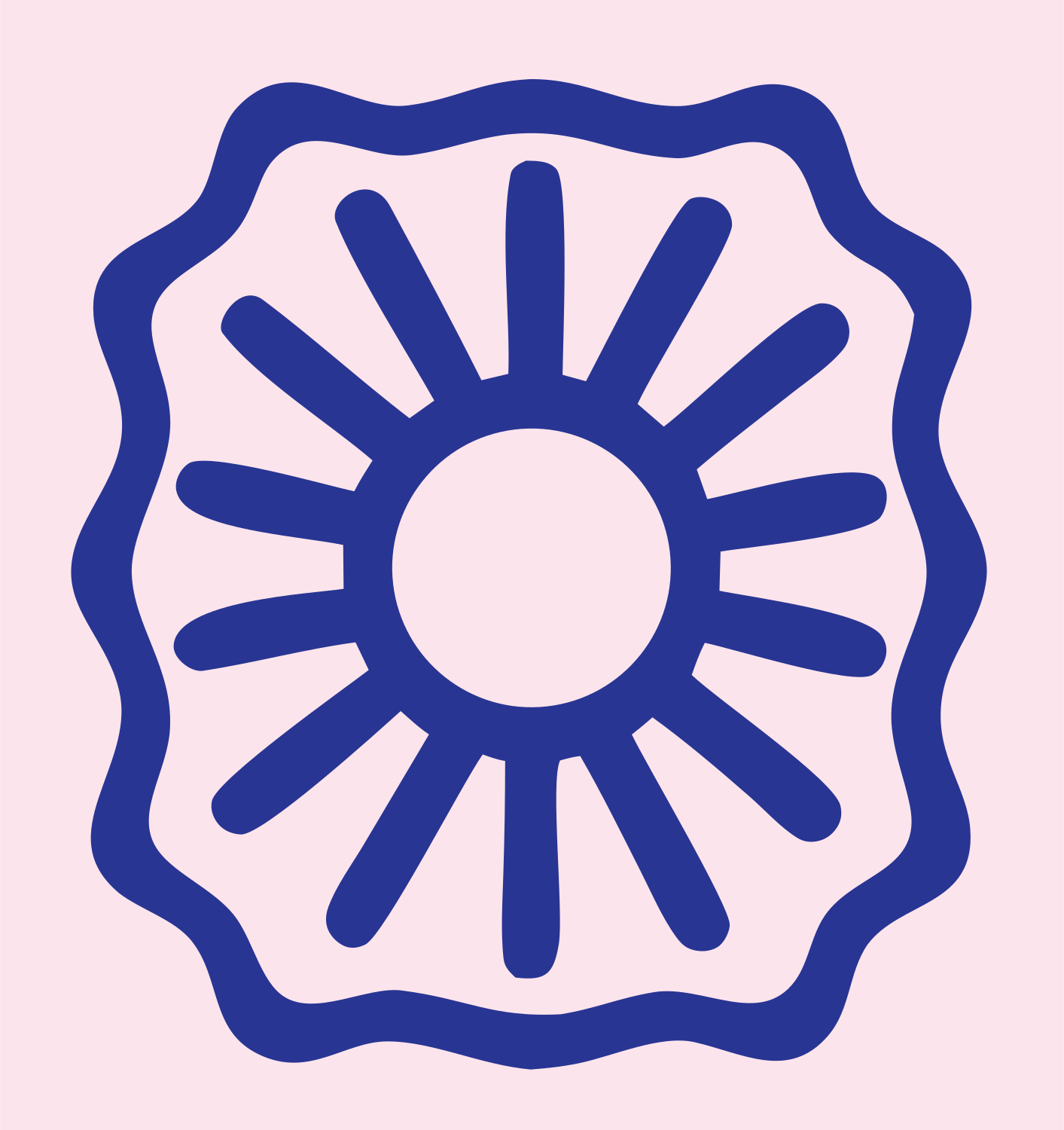 Sun Rays Saw Badge Logo #fce4ec/#283593