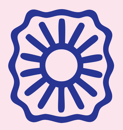Sun Rays Saw Badge Logo #fce4ec/#283593