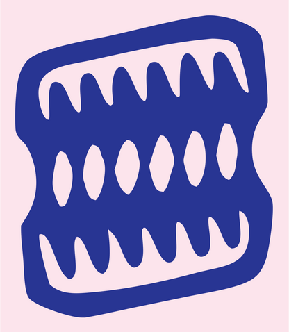 Jagged Teeth Saw Logo #fce4ec/#283593