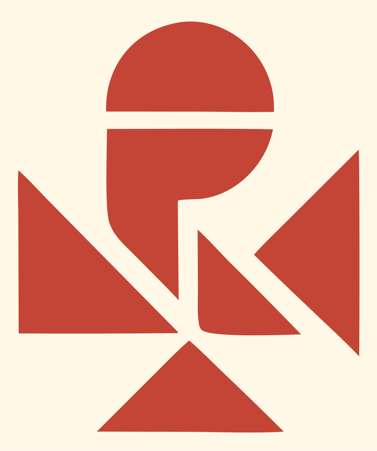 Microphone Geometric Overlap Logo #fff8e7/#c44536