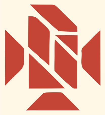Fragmented Microphone Capsule Logo #fff8e7/#c44536