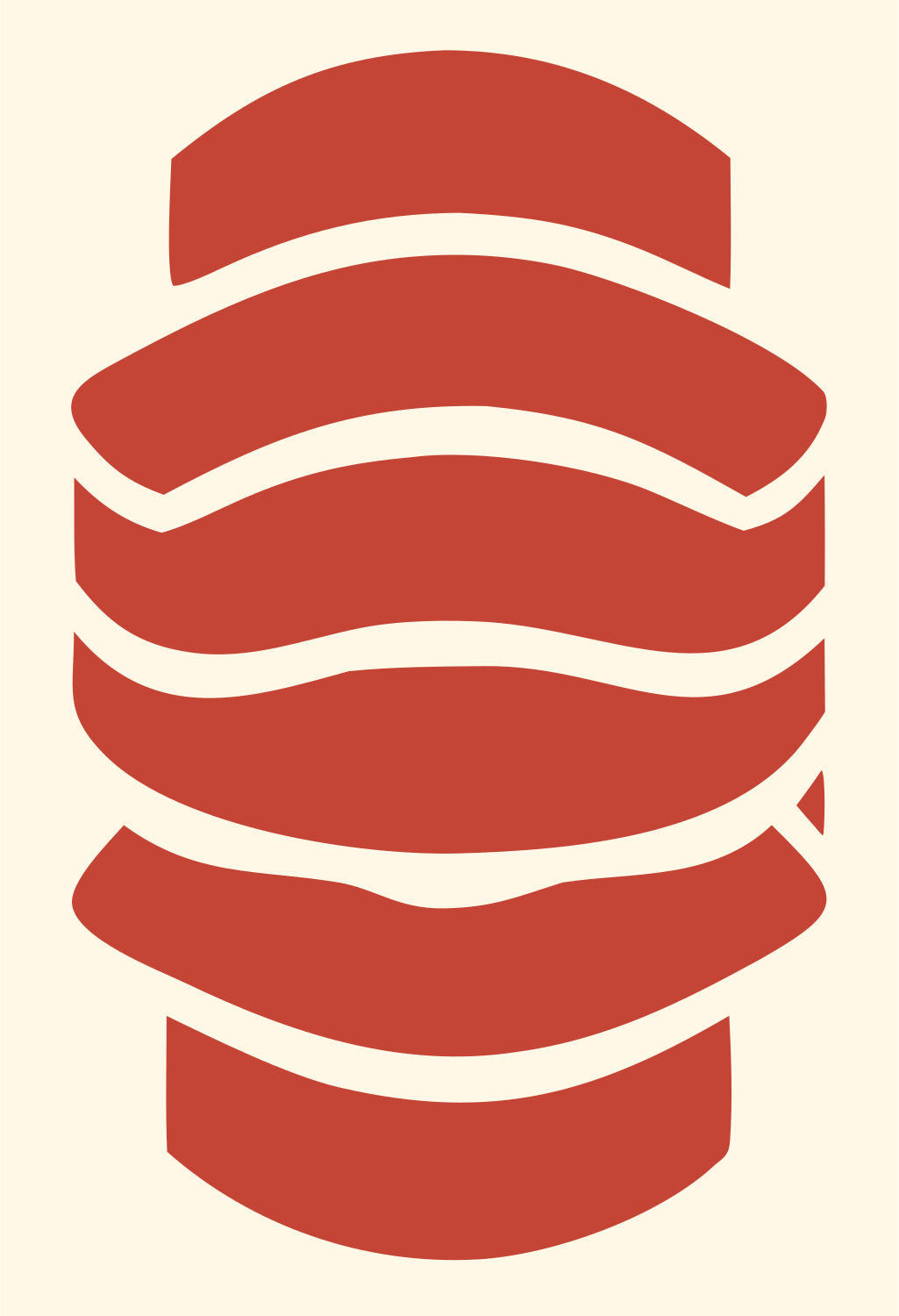 Sliced Microphone Capsule Logo #fff8e7/#c44536