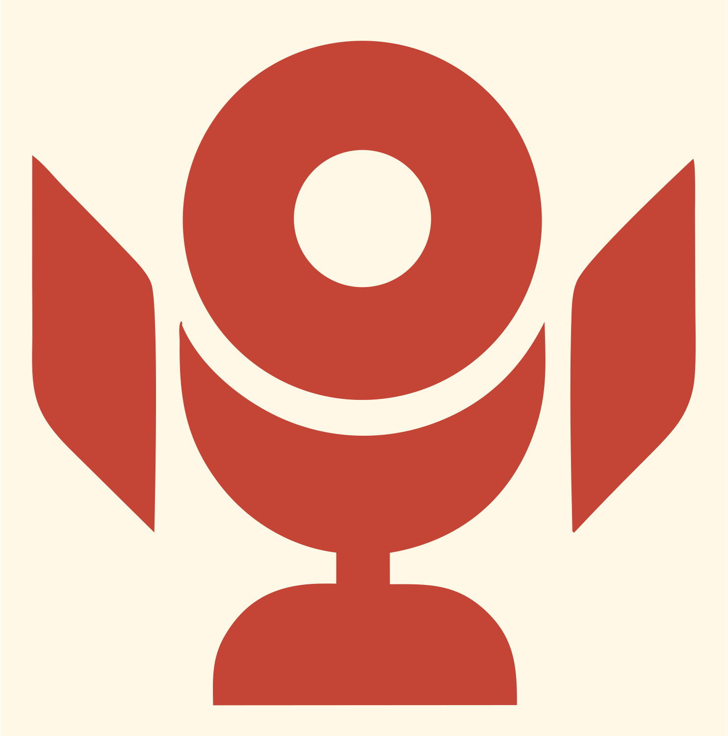 Microphone Wings Emblem Logo #fff8e7/#c44536