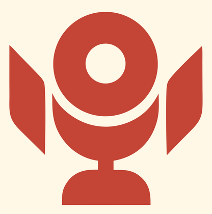 Microphone Wings Emblem Logo #fff8e7/#c44536