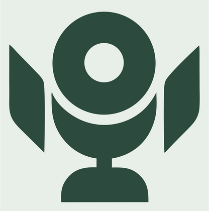 Microphone Wings Emblem Logo #e8efe9/#2d4a3e