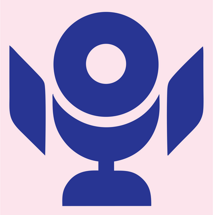 Microphone Wings Emblem Logo #fce4ec/#283593