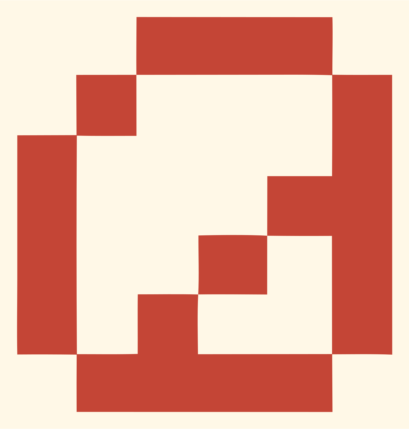 Pixel Magnifying Glass Logo #fff8e7/#c44536