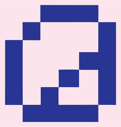 Pixel Magnifying Glass Logo #fce4ec/#283593