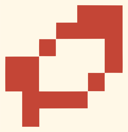 Retro Pixel Loupe Logo #fff8e7/#c44536