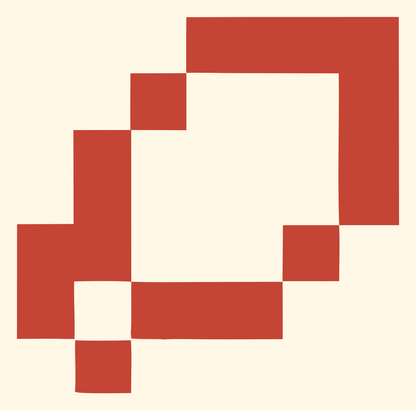 Pixel Search Loop Logo #fff8e7/#c44536