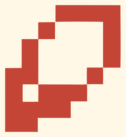 Pixel Loupe Duo Logo #fff8e7/#c44536