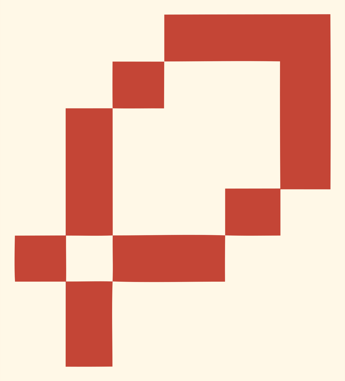 Pixel Magnifying Glass Pair Logo #fff8e7/#c44536