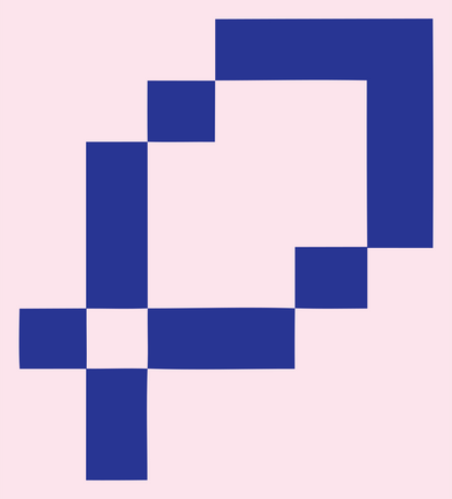 Pixel Magnifying Glass Pair Logo #fce4ec/#283593