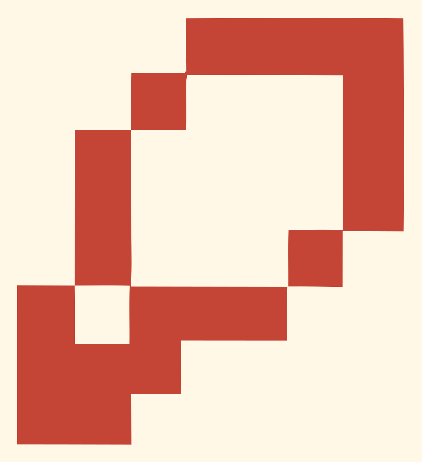 8-Bit Magnifier Zoom Logo #fff8e7/#c44536
