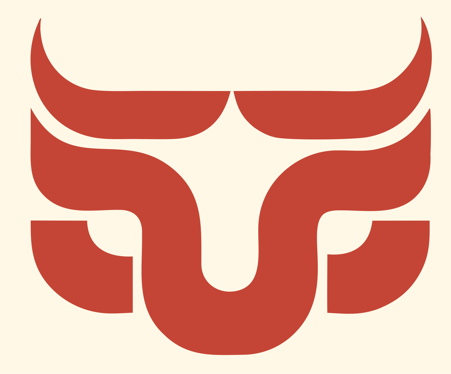 Longhorn Bull Face Logo #fff8e7/#c44536