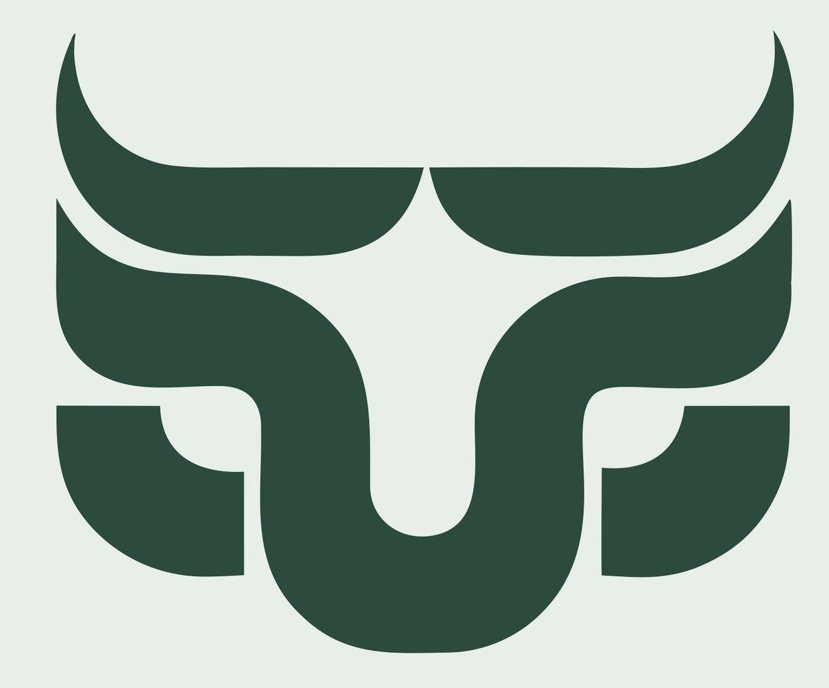 Longhorn Bull Face Logo #e8efe9/#2d4a3e