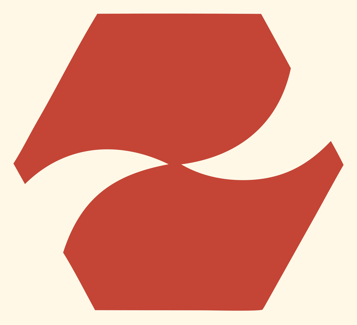 Negative Space River Logo #fff8e7/#c44536
