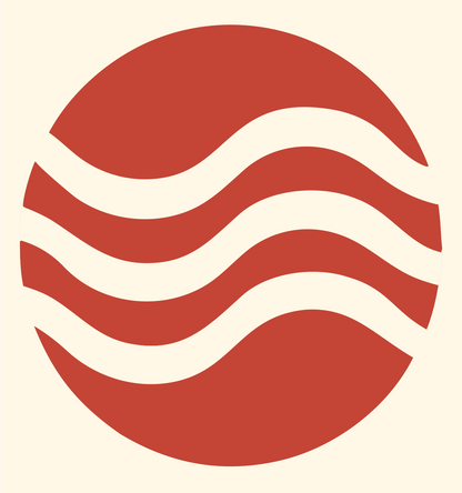 Triple Wave Circle Logo #fff8e7/#c44536