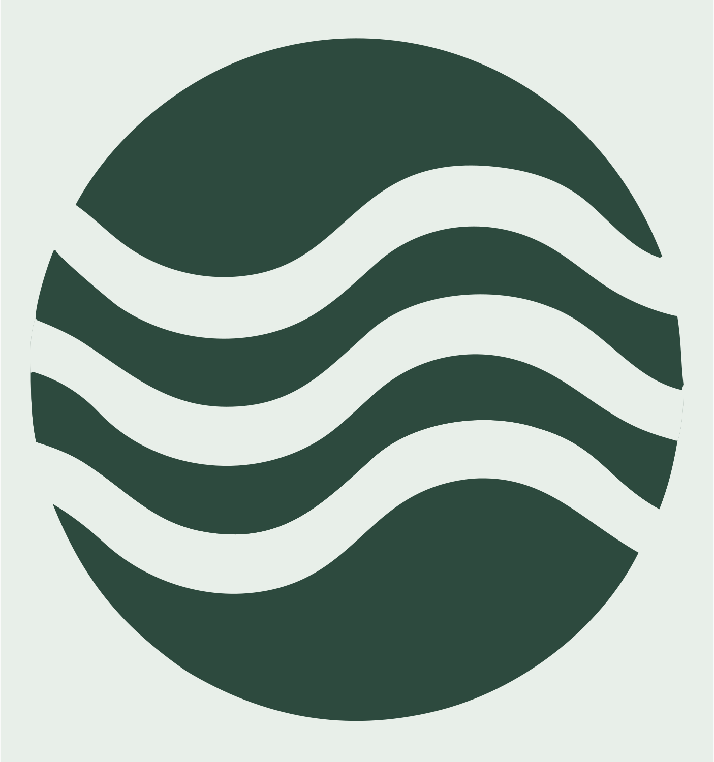 Triple Wave Circle Logo #e8efe9/#2d4a3e