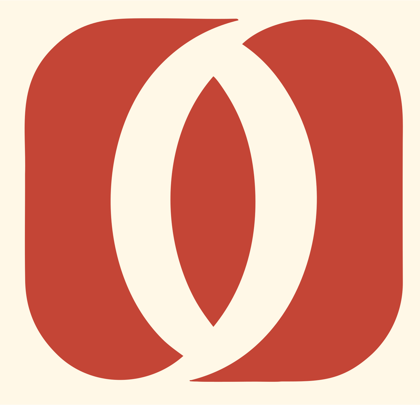 Interlocking Oval Flow Logo #fff8e7/#c44536