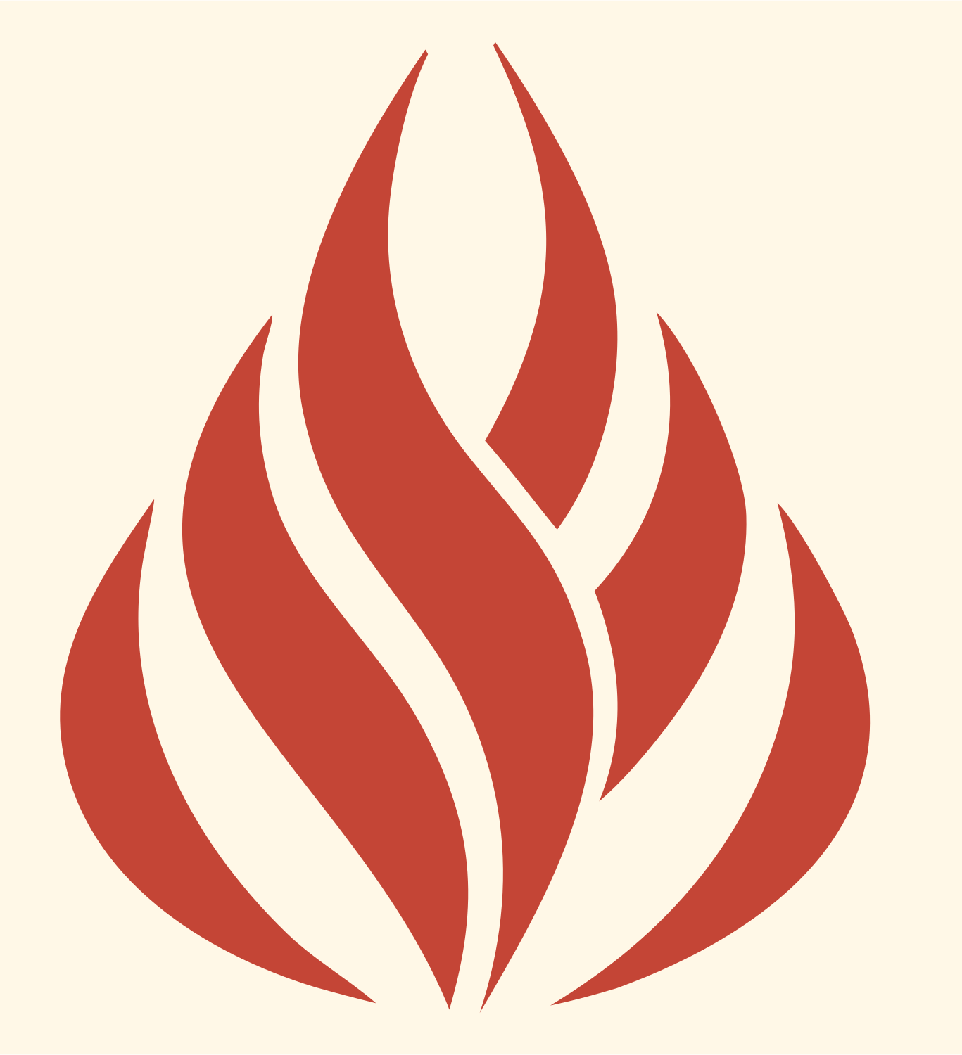 Layered Flame Swirl Logo #fff8e7/#c44536