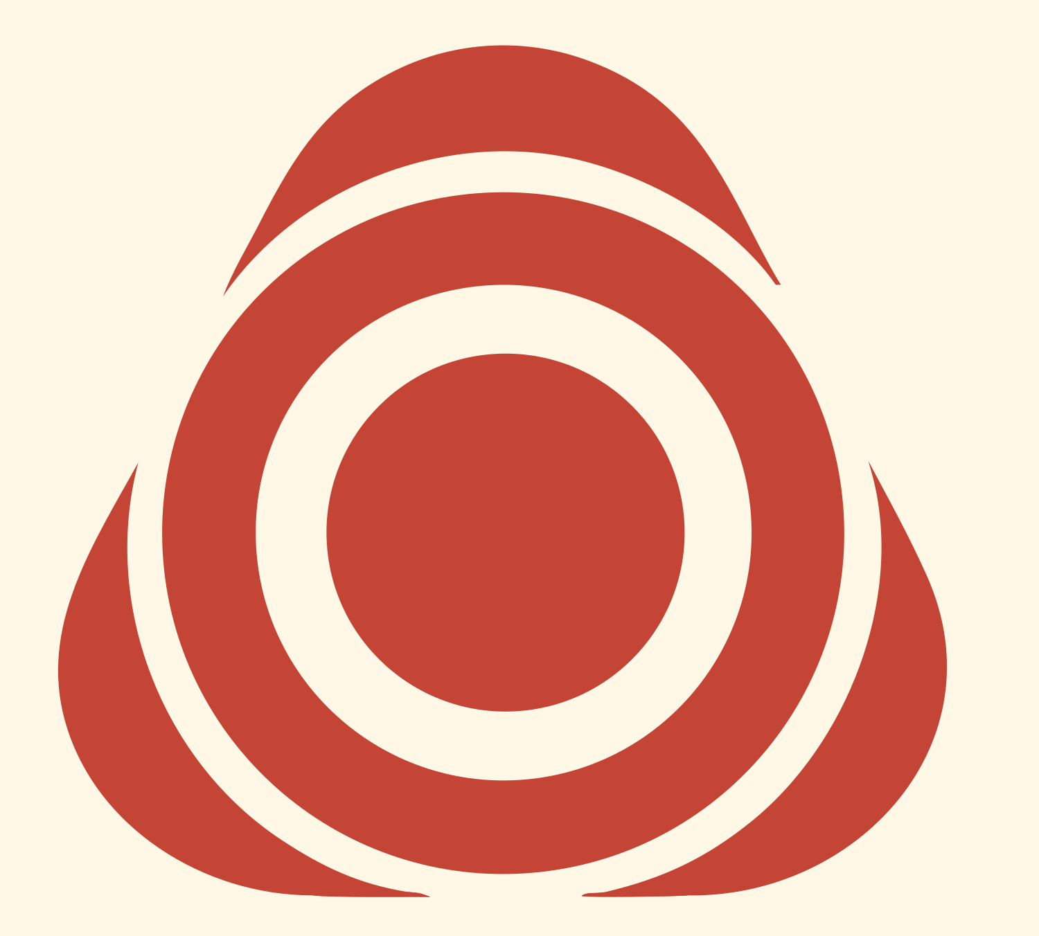 Concentric Circle Triangle Logo #fff8e7/#c44536