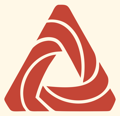 Twisted Ribbon Triangle Logo #fff8e7/#c44536
