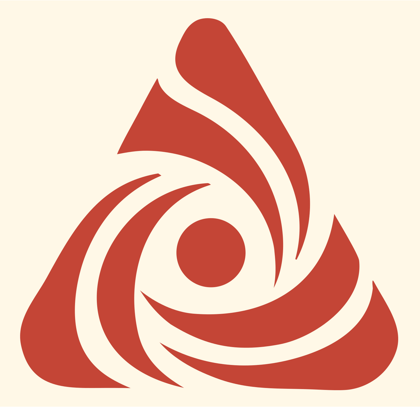 Swirl Vortex Triangle Logo #fff8e7/#c44536