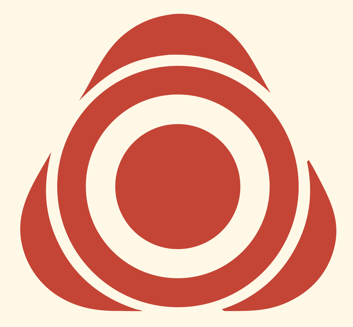 Bullseye Triangle Overlap Logo #fff8e7/#c44536