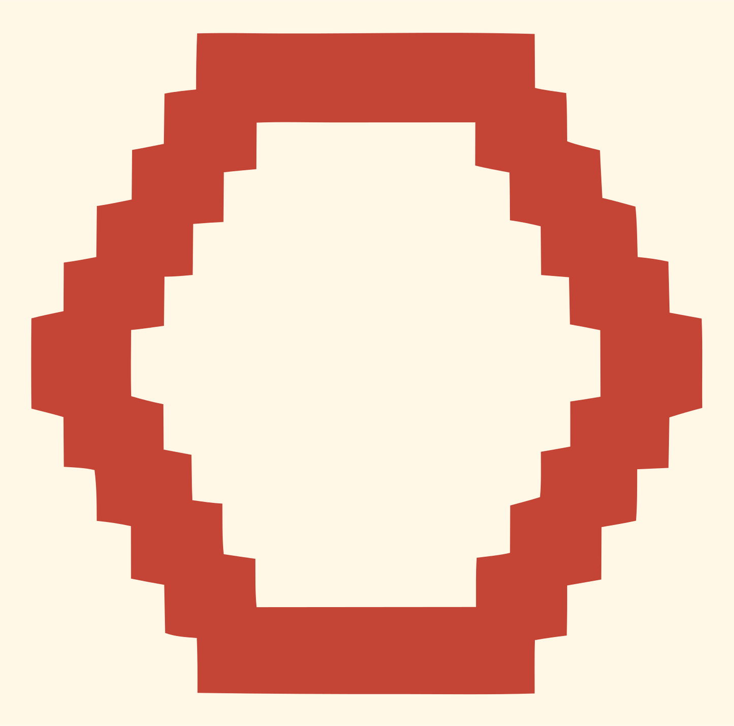 Pixel Hexagon Outline Logo #fff8e7/#c44536