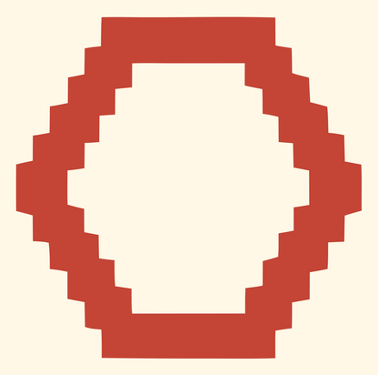 Pixel Hexagon Outline Logo #fff8e7/#c44536