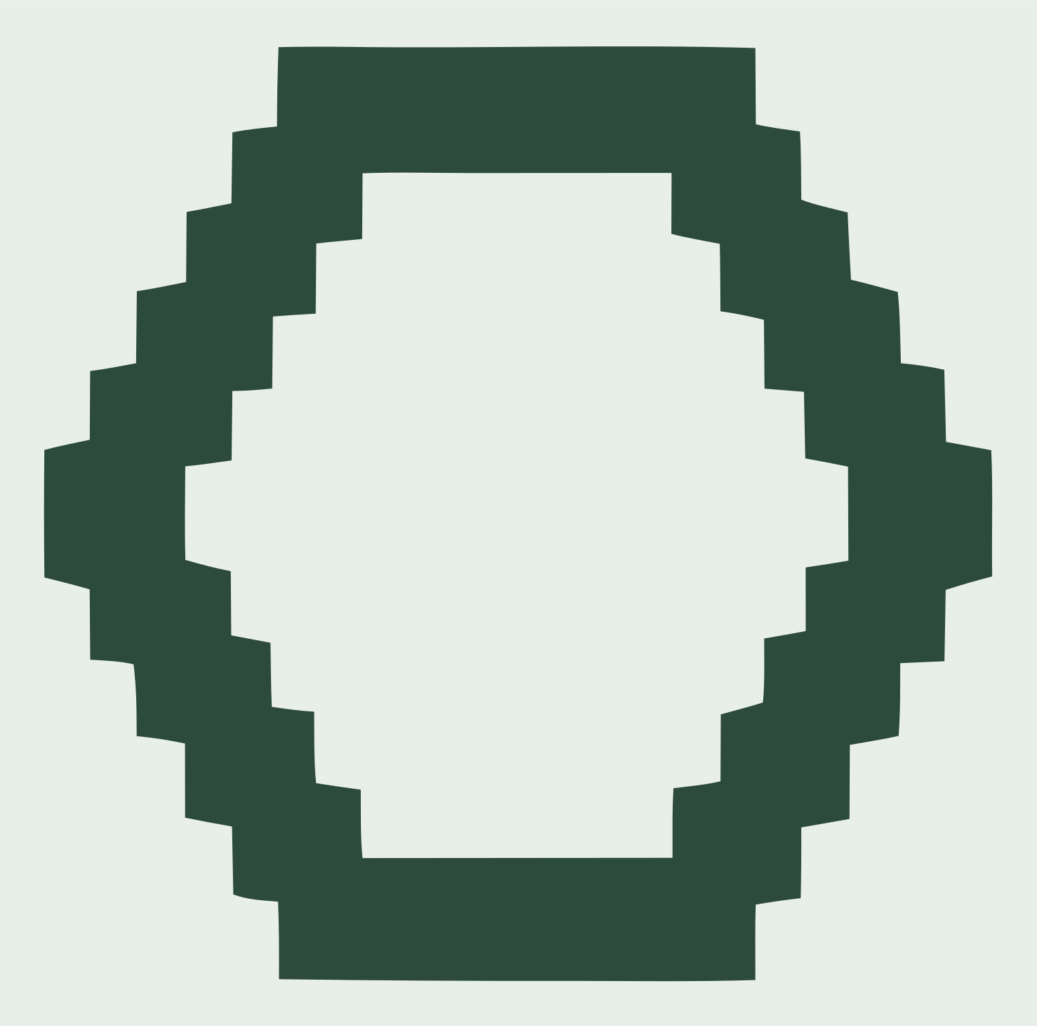 Pixel Hexagon Outline Logo #e8efe9/#2d4a3e