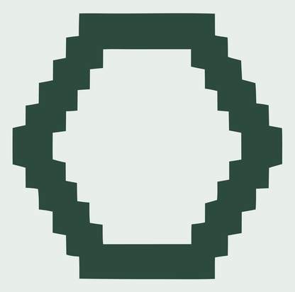Pixel Hexagon Outline Logo #e8efe9/#2d4a3e