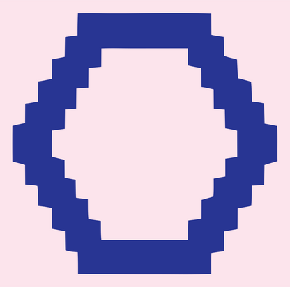 Pixel Hexagon Outline Logo #fce4ec/#283593