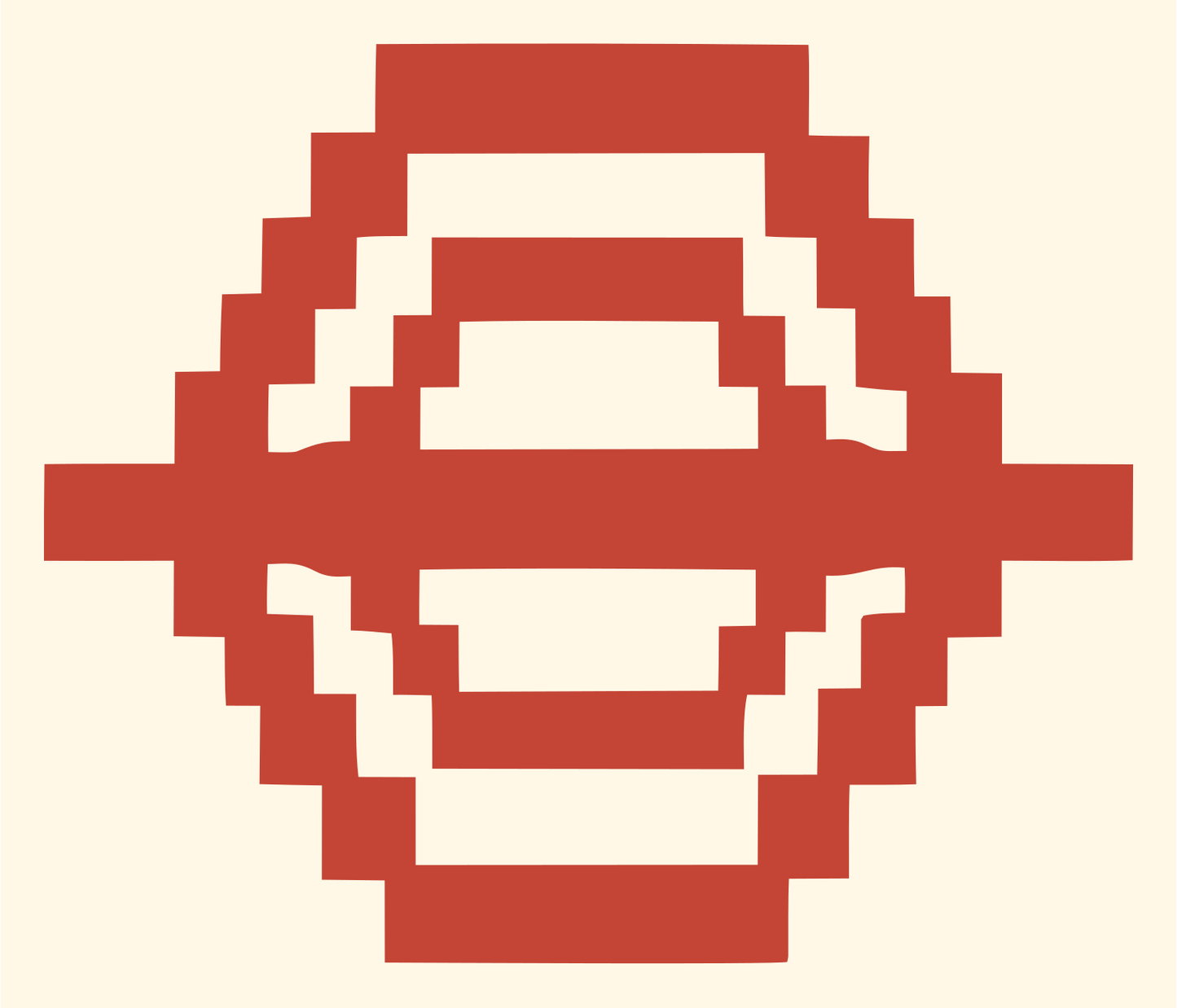 Pixel Globe Hexagon Logo #fff8e7/#c44536
