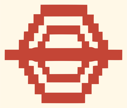 Pixel Globe Hexagon Logo #fff8e7/#c44536