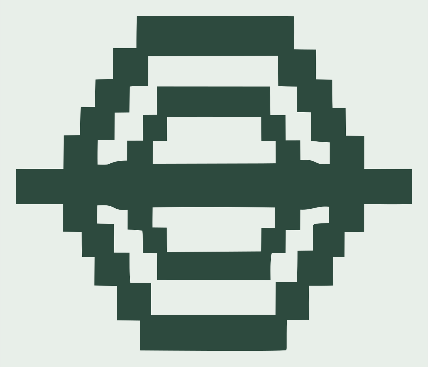Pixel Globe Hexagon Logo #e8efe9/#2d4a3e