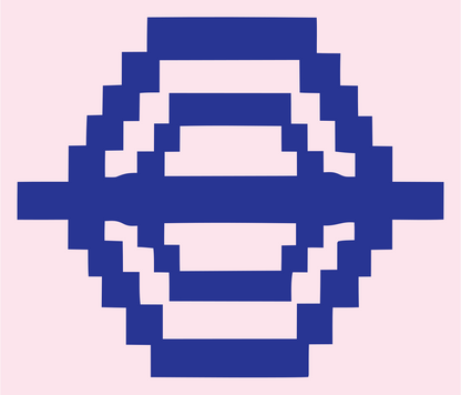 Pixel Globe Hexagon Logo #fce4ec/#283593