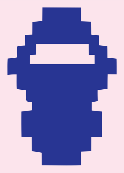 Pixel Ninja Mask Logo #fce4ec/#283593