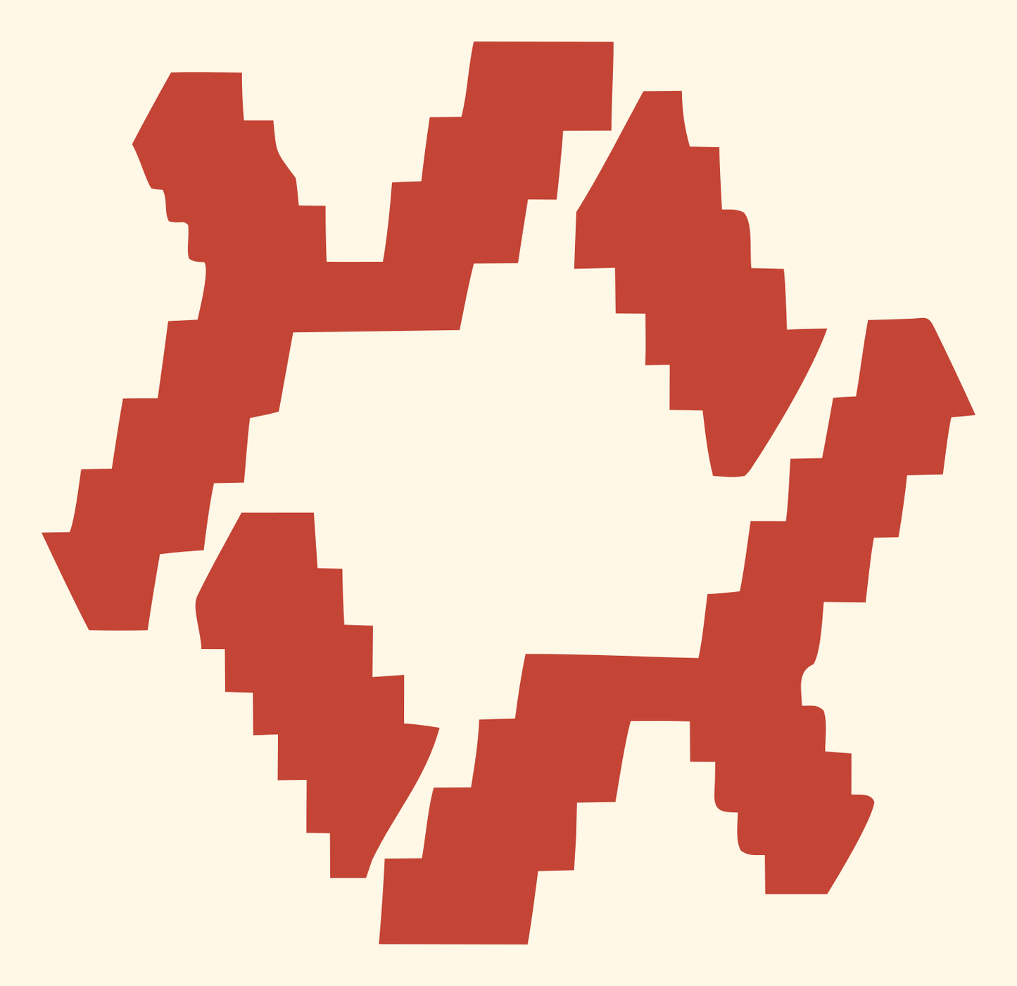 Pixel Rotating Hexagon Logo #fff8e7/#c44536