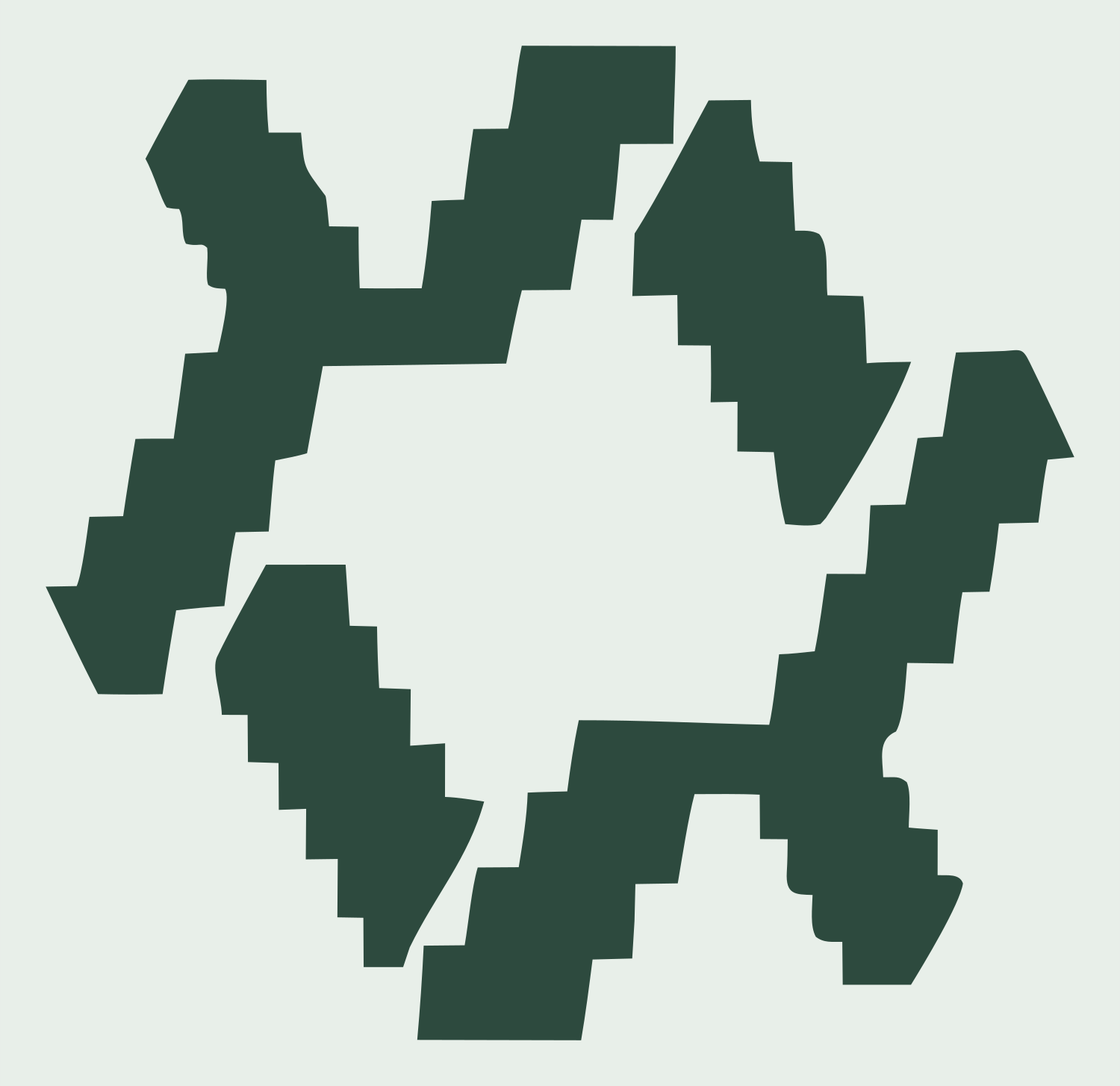 Pixel Rotating Hexagon Logo #e8efe9/#2d4a3e