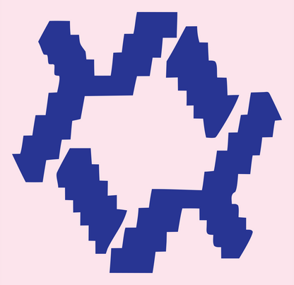 Pixel Rotating Hexagon Logo #fce4ec/#283593
