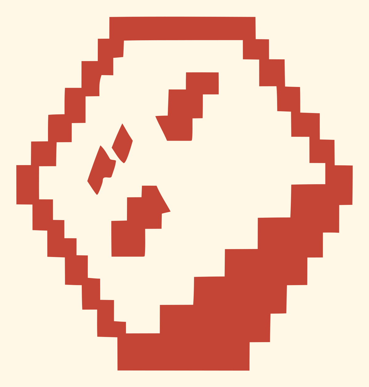 Pixel Panda Face Logo #fff8e7/#c44536