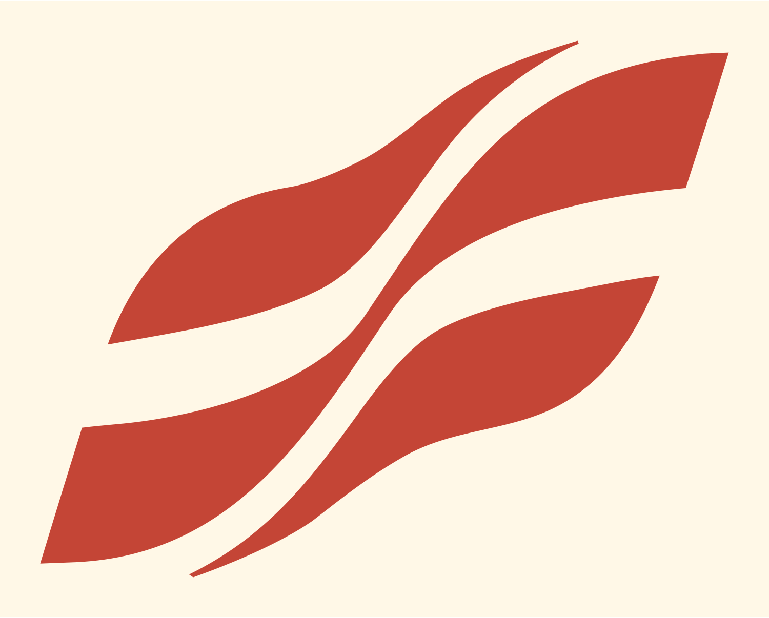 Flowing Ribbon Wave Logo #fff8e7/#c44536